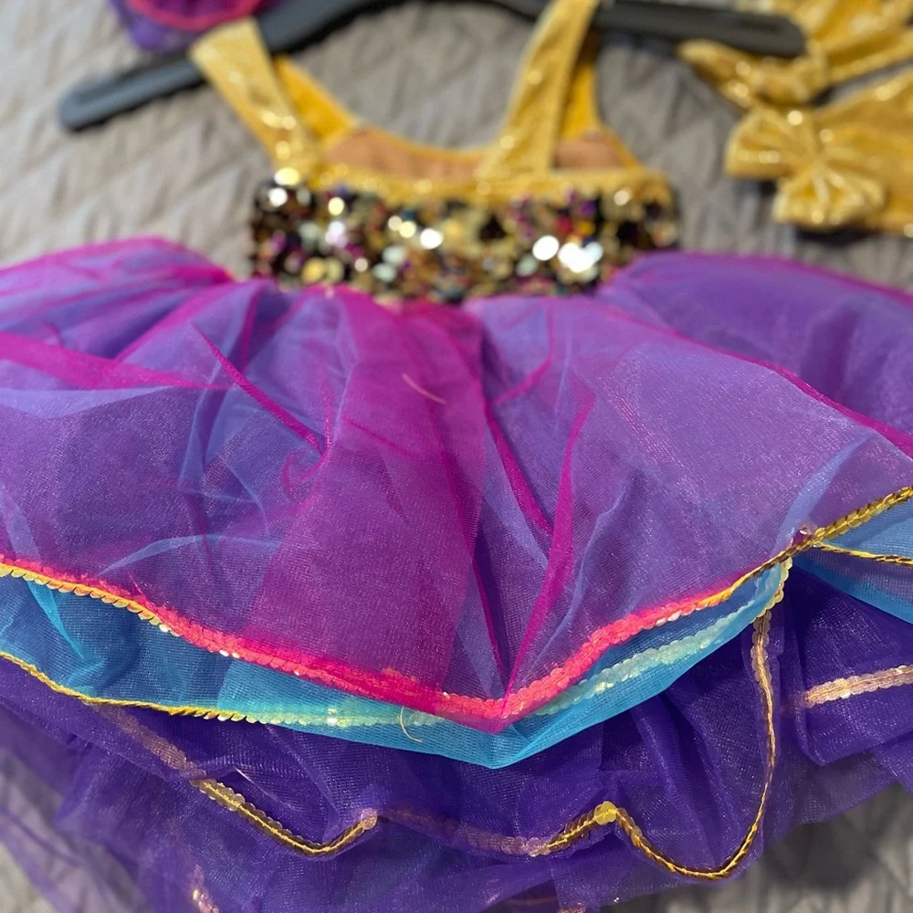 Revolution Gold and Purple Sequin Kids Costume